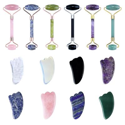 China Natural Crystal Jade Massager Gift Beauty Tools Scraping Plate Antiaging Facial Stick Jade Roller Jade Face Massage Skin Rejuvenation Stone for sale