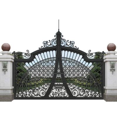 China Traditional Factory Direct Cheap Sliding Base Track Designs Wrought Iron Door for sale