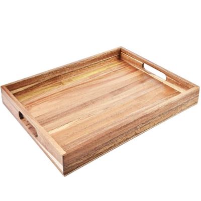 China Wholesale Acacia Wood Luxury Light Color Original Wood Serving Trays for sale