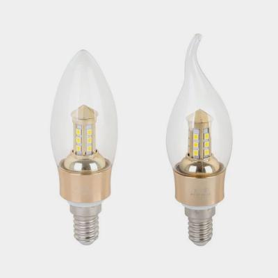 China Office/Farmhouse/Villa/Hotel 193-Hot Selling Fans Series E14/E27 3W LED Candle Light Bulbs 3000K Gold Edge Lamparas Led SMD 2835 for sale