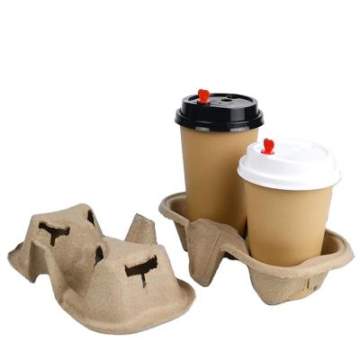 China Recycled Materials Customized Design Paper Pulp Disposable Coffee Paper Cup Holder for sale