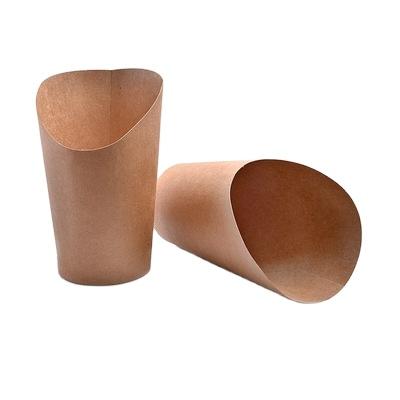 China Disposable Brown French Fries Holder Kraft Paper Cup Snack Grade Disposable Cup for sale