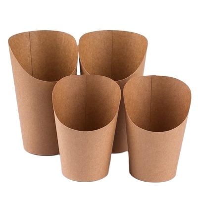 China Disposable High Quality Disposable Kraft Paper Snacks Container French Fries Cup Paper Cone Paper Cups for sale