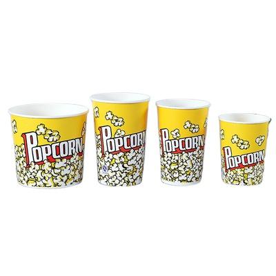 China Custom Printed Disposable Popcorn Cup, Popcorn Bowl, Custom Logo Printed Popcorn Bucket With Wholesale Disposable Paper Lid for sale