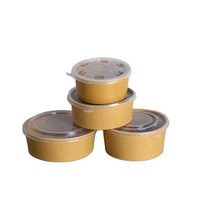 China Recycled Materials Factory Manufacturing Various Craft Paper Rolls Disposable Kraft Paper Salad Bowl With Lid for sale