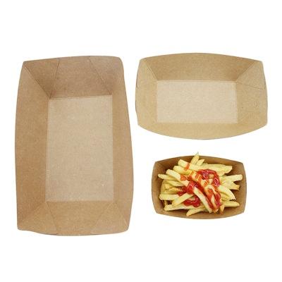 China Disposable Food Tray Paper Wrapping Paper Boat Disposable Tray With PLA Coating Fast Food Store for sale