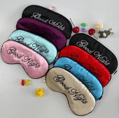 China EYE Amazon hot sales satin embroidery good night's sleep cheap silky eye mask for sale