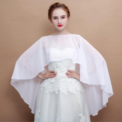 China Wedding Sheer Chiffon Shawl White Color Shoulder Sunscreen Shirt for sale