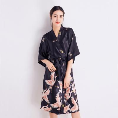 China Breathable Silk Like Girls Wedding Long Robe Kimono Robe for sale