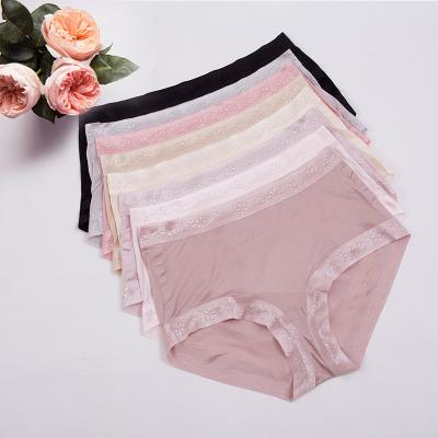 China Antibacterial Sexy Lace Underwear Knitted Silk Pants Breathable Silk Shorts For Women for sale