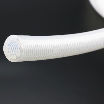 China Food / Medical / Cosmetic Industry High Transparent Platinum Cured Silicone Reinforced Braided Hoses for sale