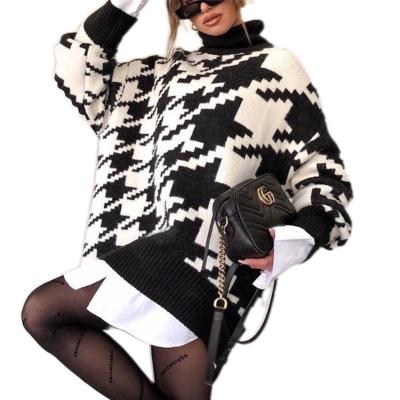 China Autumn And Winter New Women Anti-wrinkle Sweater Loose Casual Geometric Pattern Knitting Sweater for sale