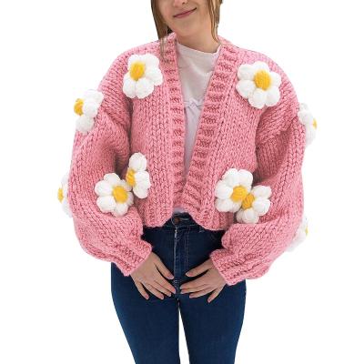 China Anti-wrinkle New Autumn Women's Clothing Knitted Cardigan Casual Short Lantern Sleeve Sweater for sale