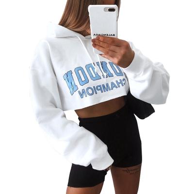 China New Anti-wrinkle Autumn And Winter Women Hoodie Sweatshirt Oversized Letter Printed Long Sleeve Crop Top Hoodie for sale