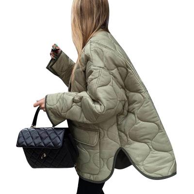 China Fashion Winter Cotton Windproof Jacket Women Loose Casual Long Sleeve Pocket Coat for sale