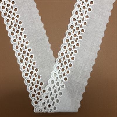 China Sustainable Factory 1.5 Lace 100% Cotton Embroidery Lace Trim Ribbons For Apparel Accessories for sale