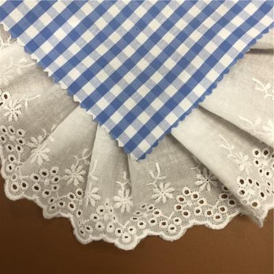 China 100% Cotton Viable White Dress Embroidery Lace Border Decorative Water Soluble Chemical Trim Lace Trim Fabric for sale