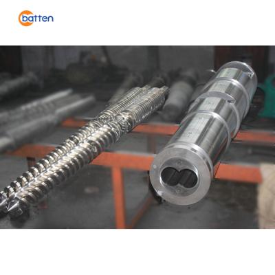 China PVC plastic pipe/profile/Liansu 55-120 conical twin extruder screw and barrel makers foam board for plastic machine for sale