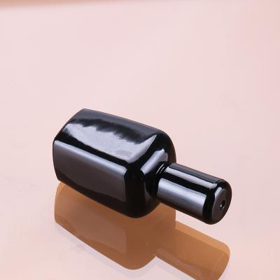 China Cosmetic 15ml Custom Glass Bottle Black Unique Shaped Nail Polish Jar For UV Gel for sale