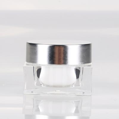 China Hot Sale 5g Color Acrylic Gel Paint Jar Plastic Clear Square Plastic Double Wall Cosmetic Jar For Nail Polish for sale