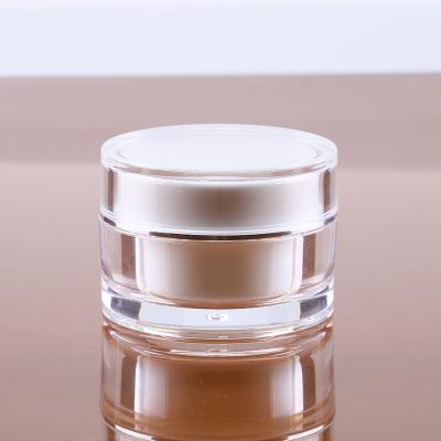 China 15g 30g 50g Double Wall Color Cosmetic Acrylic Plastic Gel Jar White Makeup Lotion Jar for sale