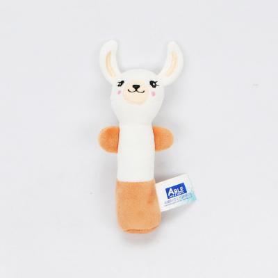 China Promotional Cute Plush Toy Soft Stuffed Plush Toy Bell Rattle Alpaca OEM Gift for sale