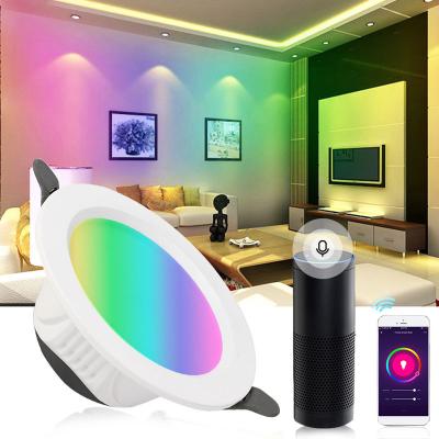 China Modern Remote WiFi APP Alexa Voice Control LED Smart Spot Light RGB Dimming Multicolor LED Recessed Lights for sale