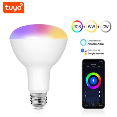 China Dimmable Hotel Smart WiFi LED Light Bulb BR30 800lm 9W 120/240V E26 RGBW Tuya Smart Works with Alexa and Google Assistant for sale