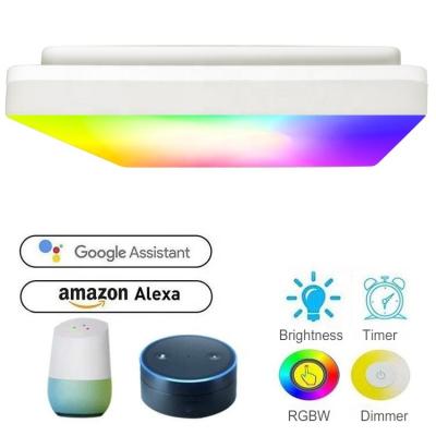 China Modern 36w Smart Rgbw LED Flat Panel Lights Wifi+ble App Control, Square Google Alexa Voice Control Smart Ceiling Light for sale