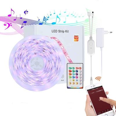 China Alexa Google Home 5050 IP65 RGB Flexible Hotel TV Backlight Kit WIFI Led Strip Lights With 24 Key IR Remote Controllers for sale