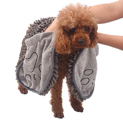 China Dog Maker Viable Rub Towel Quick-Dry Cat Chenille Pet Towel Absorbent Glove Style Bath Towel for sale