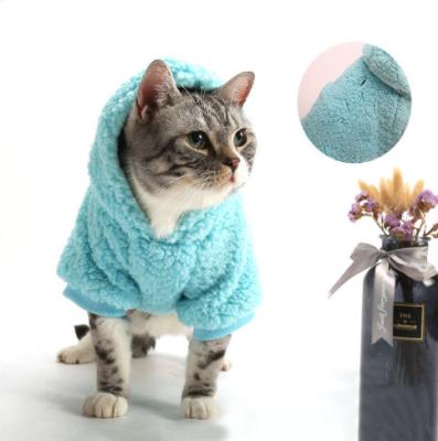 China New Viable Amazon Pet Clothing Small Dog Hoodie Cotton Pure Fleece Method Teddy Cat Winter Fighting Coat for sale