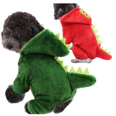 China Wholesale Warm Coral Quadruped Clothing Autumn And Winter Dog Dinosaur Costume Velvet Pet Viable Clothing for sale