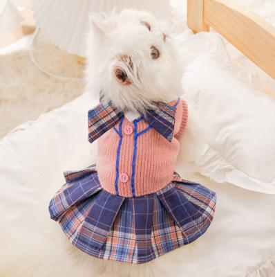 China Viable The Hot New Bow Tie Dress For First Spring Cat JK Skirt Puppy Teddy Fall Pet Clothes In 2022 for sale