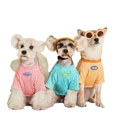 China Summer Sustainable Candy Color Pet Clothes Dog Check T-shirt Cat-cat Fashion Clothes for sale