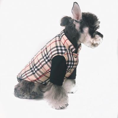 China Pet Fashion Brand Clothing Cat Law Fight Starling Schnauzer Puppy Teddy Schnauzer Autumn Winter Vest Clip Cotton Plaid Stocked Vest for sale