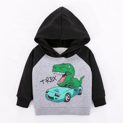 China Sustainable Warm And Comfy 100% Cotton Dinosaur Fleece Striping Baby Boy's Hoodies for sale