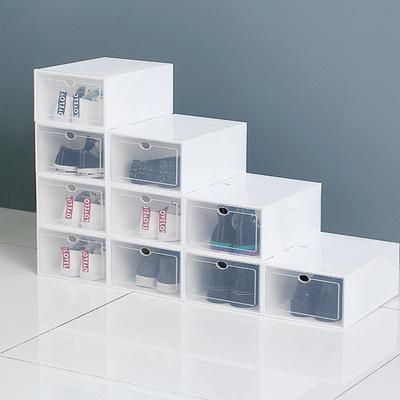 China Clear Plastic Stackable Storage Bins Stored Black Plastic Shoe Boxes With Lids Sneaker Storage Box Under Bed for sale