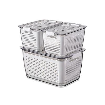 China New Design Fruits and Vegetables Drain Basket Box Food Sustainable Fresh-Keeping Plastic Storage Containers for sale