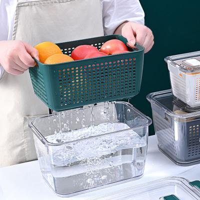 China Multifunctional Fresh Fruit and Vegetable Freshness Storage Containers Drain Box Divided Food Storage Containers for sale