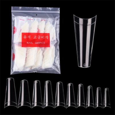 China 500pcs Flexibility Bag French Nail Tips Clear Short Regular Coffin Nails for sale