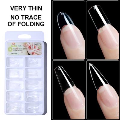 China Best Quality Flexibility Tracless Full Cover Artificial Nails Long Clear False Ballerina Coffin False Nails Art Tips for sale