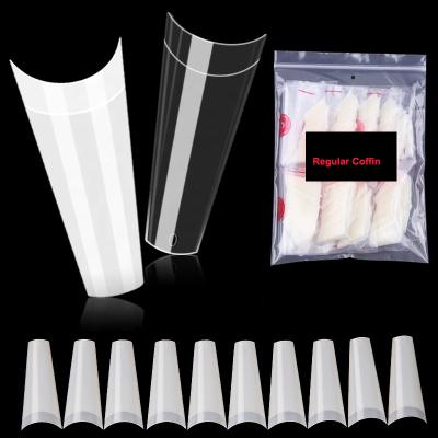 China 500pcs/pack Acrylic High Quality Flexibility Ballerina Fake Short Nail Tips French Regular Coffin Nail Tips for sale