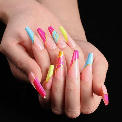 China Sellers for Press On Nails 24Pcs Press On Nails With Glue Jelly Sticker Ballerina Full Cover Nail Art Tips Artificial Fingernails Press On Nails for sale