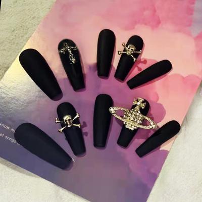 China Sellers For Press On Nails Saturn Cross Queen Dark Press On Nail 24Pcs With Jelly Sticker Artificial Nails For Women for sale