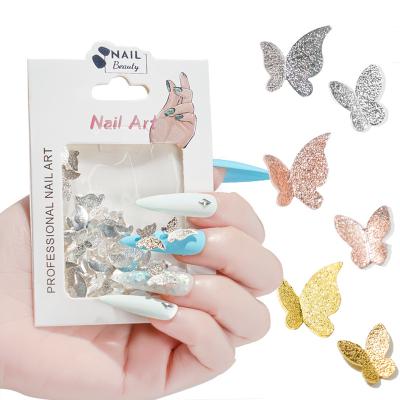 China Nal Art Decoration 3D Nail Art Decoration Butterfly Sticker Alloy Nail Charms Rhinestone Gold Nail Charm for sale