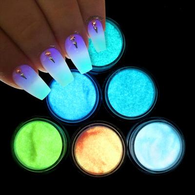 China Luminous Nail Art Decoration Patch Set Luminous Nail Dipping Powder Fluorescent Nail Art Glitter Glow Pigment Dust Accessories For Manicure Design Decoration for sale