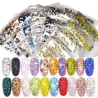 China Nal Art Decoration 6Slot 1728Pcs Glass For Mixed Rhinestones Nail Art Parting Size Decorations Crystals Rhinestones Nail Charms for sale