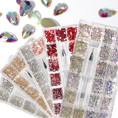 China Silver Rhinestone Nail ss2 Rhinestones For Box Crystal Rhinestone Kit With Nail Art Rhinestones Drill Pen 3100 Pcs Kit for sale