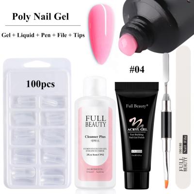 China 5Pcs Non-Toxic Gel Kit Acrylic Builder Poly Nail Kit With UV Extension Gel Brush Remover False Nail Tips Nail Form Manicure Tool Kit for sale